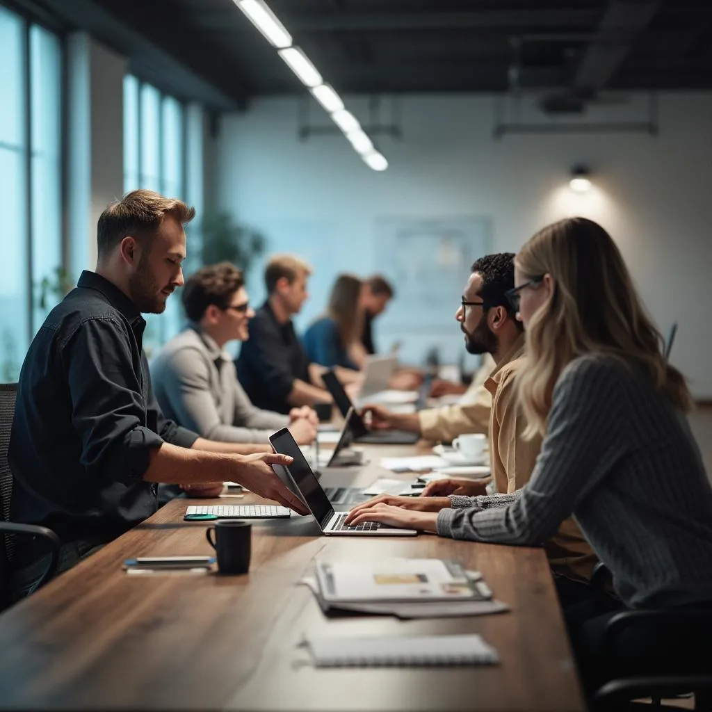 Implementation team working with client